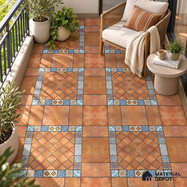 Multifired Moroccan Floor & Wall Tile TL 05723 Radiance Dazzling Brilliance 2 ft x 2 ft Vitrified Matte Finish - 9 mm | Suitable for Hallway, Outdoor, Terrace & Balcony