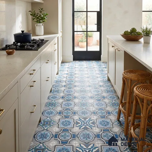 Multifired Moroccan Floor & Wall Tile TL 05726 Radiance Midnight Verse 2 ft x 2 ft Vitrified Matte Finish - 9 mm | Suitable For Kitchen, Balcony, Dining Area