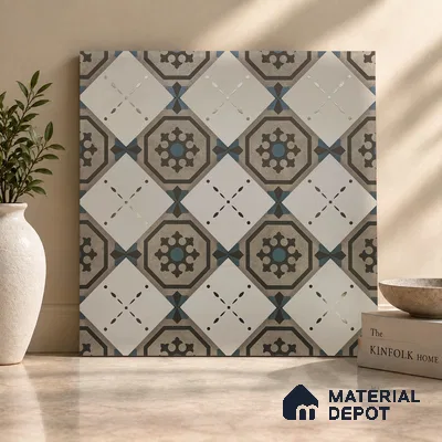 Multifired Moroccan Floor & Wall Tile TL 05730 Radiance Classic Lepiz 2 ft x 2 ft Vitrified Matte Finish - 9 mm | Suitable For Kitchen, Accent/Feature Wall, Dining Area