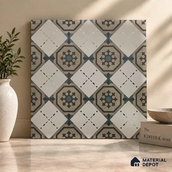 Multifired Moroccan Floor & Wall Tile TL 05730 Radiance Classic Lepiz 2 ft x 2 ft Vitrified Matte Finish - 9 mm | Suitable For Kitchen, Accent/Feature Wall, Dining Area