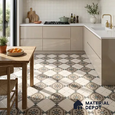 Multifired Moroccan Floor & Wall Tile TL 05730 Radiance Classic Lepiz 2 ft x 2 ft Vitrified Matte Finish - 9 mm | Suitable For Kitchen, Accent/Feature Wall, Dining Area