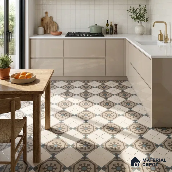 Multifired Moroccan Floor & Wall Tile TL 05730 Radiance Classic Lepiz 2 ft x 2 ft Vitrified Matte Finish - 9 mm | Suitable For Kitchen, Accent/Feature Wall, Dining Area