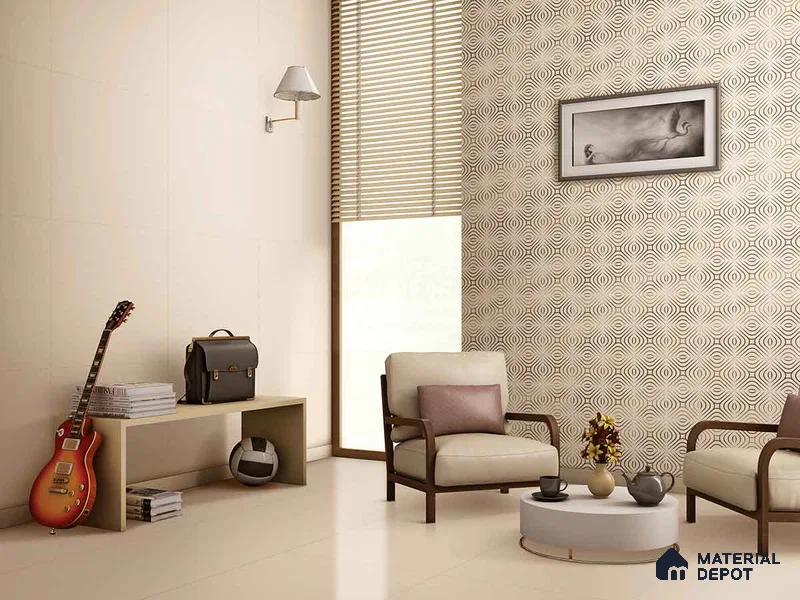 Multifired Moroccan Floor & Wall Tile TL 05732 Radiance Golden Tesserae 2 ft x 2 ft Vitrified Matte Finish - 9 mm | Suitable For Kitchen, Accent/Feature Wall, Dining Area