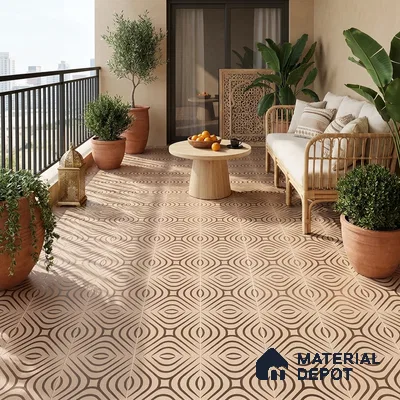 Multifired Moroccan Floor & Wall Tile TL 05732 Radiance Golden Tesserae 2 ft x 2 ft Vitrified Matte Finish - 9 mm | Suitable For Kitchen, Accent/Feature Wall, Dining Area
