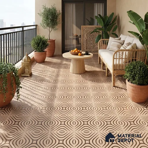 Multifired Moroccan Floor & Wall Tile TL 05732 Radiance Golden Tesserae 2 ft x 2 ft Vitrified Matte Finish - 9 mm | Suitable For Kitchen, Accent/Feature Wall, Dining Area