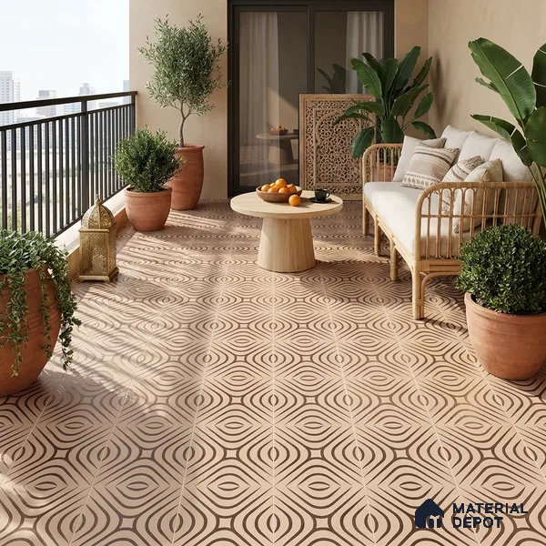 Multifired Moroccan Floor & Wall Tile TL 05732 Radiance Golden Tesserae 2 ft x 2 ft Vitrified Matte Finish - 9 mm | Suitable For Kitchen, Accent/Feature Wall, Dining Area