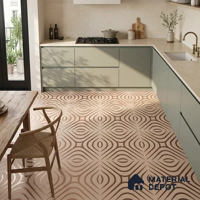 Multifired Moroccan Floor & Wall Tile TL 05732 Radiance Golden Tesserae 2 ft x 2 ft Vitrified Matte Finish - 9 mm | Suitable For Kitchen, Accent/Feature Wall, Dining Area