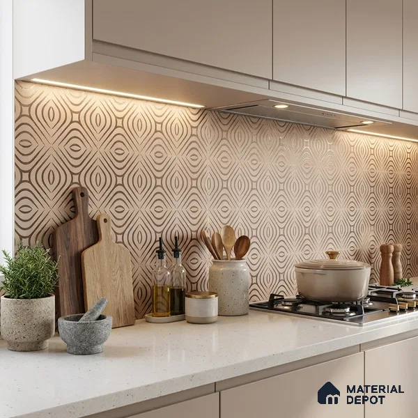 Multifired Moroccan Floor & Wall Tile TL 05732 Radiance Golden Tesserae 2 ft x 2 ft Vitrified Matte Finish - 9 mm | Suitable For Kitchen, Accent/Feature Wall, Dining Area