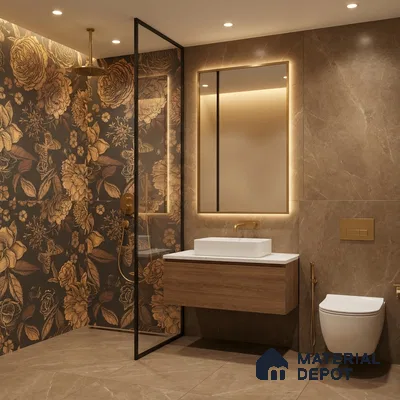Floral Wall Highlighter Tile TL 05741 Jewel Timber Blossoms 4 ft x 2 ft Vitrified Matte Finish - 9 mm | Suitable for Bathroom, Accent/Feature Wall, Foyer