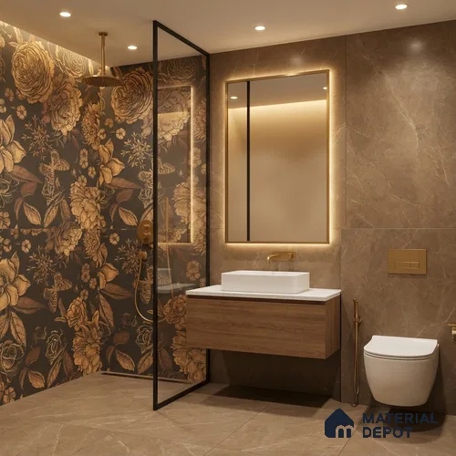 Floral Wall Highlighter Tile TL 05741 Jewel Timber Blossoms 4 ft x 2 ft Vitrified Matte Finish - 9 mm | Suitable for Bathroom, Accent/Feature Wall, Foyer