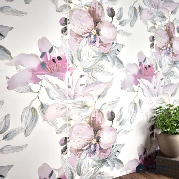 Floral Wall Highlighter Tile TL 05742 Jewel Bramble Beauty 4 ft x 2 ft Vitrified Matte Finish - 9 mm | Suitable for Bathroom, Accent/Feature Wall, Foyer