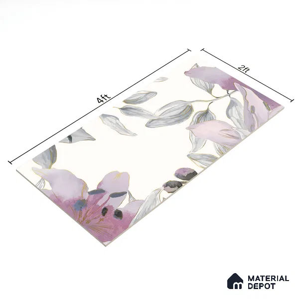 Floral Wall Highlighter Tile TL 05742 Jewel Bramble Beauty 4 ft x 2 ft Vitrified Matte Finish - 9 mm | Suitable for Bathroom, Accent/Feature Wall, Foyer
