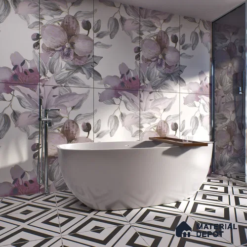 Floral Wall Highlighter Tile TL 05742 Jewel Bramble Beauty 4 ft x 2 ft Vitrified Matte Finish - 9 mm | Suitable for Bathroom, Accent/Feature Wall, Foyer