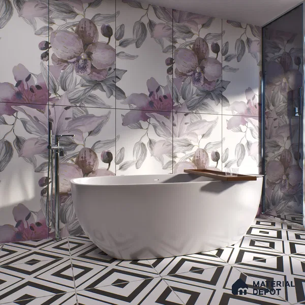 Floral Wall Highlighter Tile TL 05742 Jewel Bramble Beauty 4 ft x 2 ft Vitrified Matte Finish - 9 mm | Suitable for Bathroom, Accent/Feature Wall, Foyer