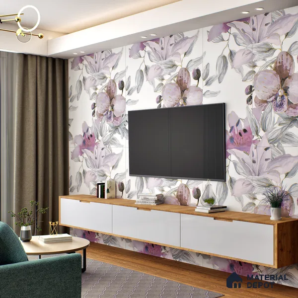 Floral Wall Highlighter Tile TL 05742 Jewel Bramble Beauty 4 ft x 2 ft Vitrified Matte Finish - 9 mm | Suitable for Bathroom, Accent/Feature Wall, Foyer