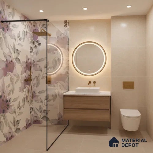 Floral Wall Highlighter Tile TL 05742 Jewel Bramble Beauty 4 ft x 2 ft Vitrified Matte Finish - 9 mm | Suitable for Bathroom, Accent/Feature Wall, Foyer