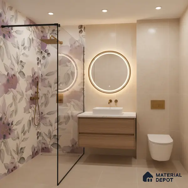 Floral Wall Highlighter Tile TL 05742 Jewel Bramble Beauty 4 ft x 2 ft Vitrified Matte Finish - 9 mm | Suitable for Living Room, Bedroom, Bathroom & Foyer