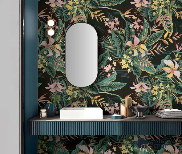 Tropical Wall Highlighter Tile TL 05743 Jewel Eternal Bloom 4 ft x 2 ft Vitrified Matte Finish - 9 mm | Suitable for Bathroom, Foyer, Basin Area