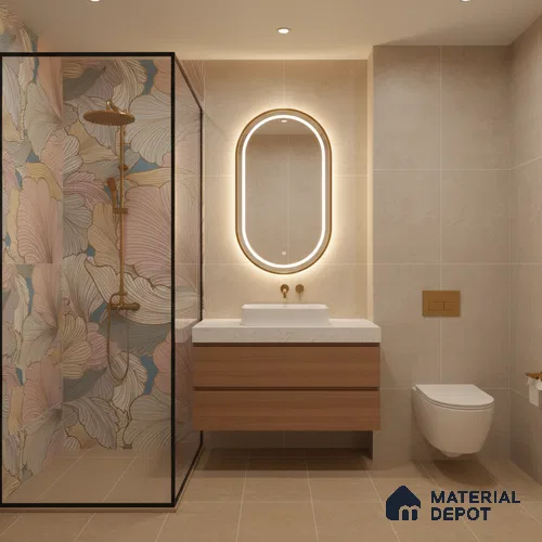 Floral Wall Highlighter Tile TL 05744 Jewel Golden Daffodil 4 ft x 2 ft Vitrified Matte Finish - 9 mm | Suitable for Bathroom, Accent/Feature Wall, Dining Area
