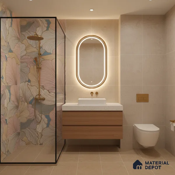 Floral Wall Highlighter Tile TL 05744 Jewel Golden Daffodil 4 ft x 2 ft Vitrified Matte Finish - 9 mm | Suitable for Bathroom, Accent/Feature Wall, Dining Area