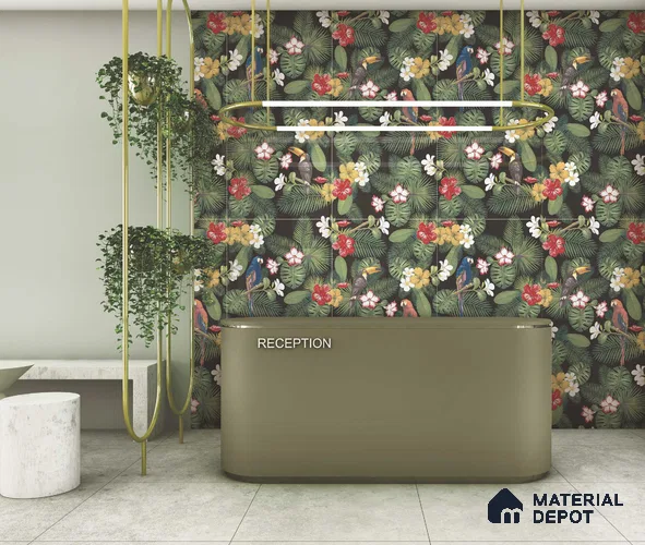 Tropical Wall Highlighter Tile TL 05745 Jewel Tropical Canopy 4 ft x 2 ft Vitrified Matte Finish - 9 mm | Suitable for Bathroom, Basin Area, Foyer