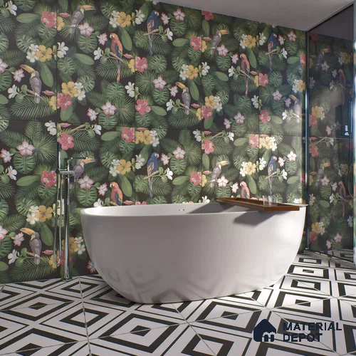 Tropical Wall Highlighter Tile TL 05745 Jewel Tropical Canopy 4 ft x 2 ft Vitrified Matte Finish - 9 mm | Suitable for Bathroom, Basin Area, Foyer