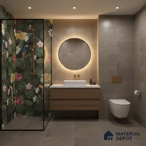 Tropical Wall Highlighter Tile TL 05745 Jewel Tropical Canopy 4 ft x 2 ft Vitrified Matte Finish - 9 mm | Suitable for Bathroom, Basin Area, Foyer