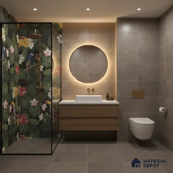 Tropical Wall Highlighter Tile TL 05745 Jewel Tropical Canopy 4 ft x 2 ft Vitrified Matte Finish - 9 mm | Suitable for Living Room, Bedroom, Bathroom & Foyer