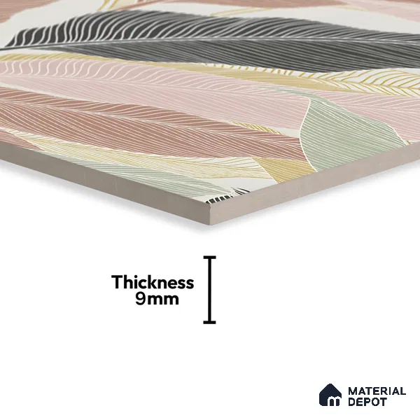 Tropical Wall Highlighter Tile TL 05746 Jewel Rosy Glow 4 ft x 2 ft Vitrified Matte Finish - 9 mm | Suitable for Bathroom, Accent/Feature Wall, Foyer