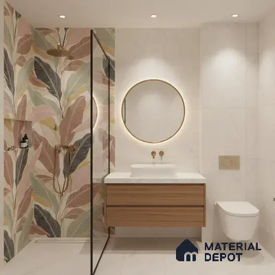 Tropical Wall Highlighter Tile TL 05746 Jewel Rosy Glow 4 ft x 2 ft Vitrified Matte Finish - 9 mm | Suitable for Living Room, Bedroom, Bathroom & Foyer