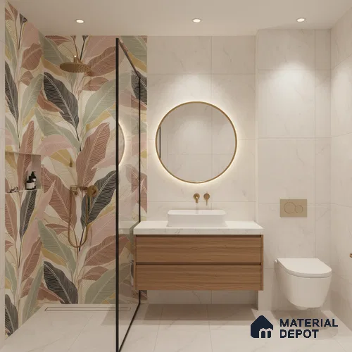 Tropical Wall Highlighter Tile TL 05746 Jewel Rosy Glow 4 ft x 2 ft Vitrified Matte Finish - 9 mm | Suitable for Bathroom, Accent/Feature Wall, Foyer