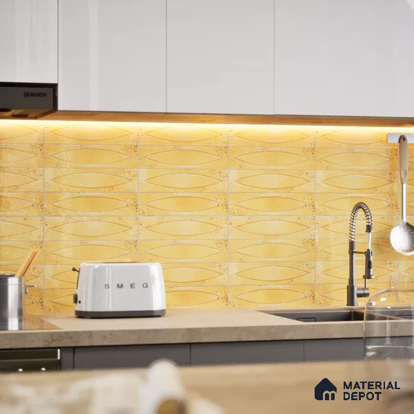 Patterned Wall Tile TL 05749 B Tones Irish Orange 1 ft x 1 ft Ceramic Glossy Finish - 9 mm | Suitable for Living Room, Bedroom, Kitchen, Bathroom | Please Expect a Slight Variation of Pattern