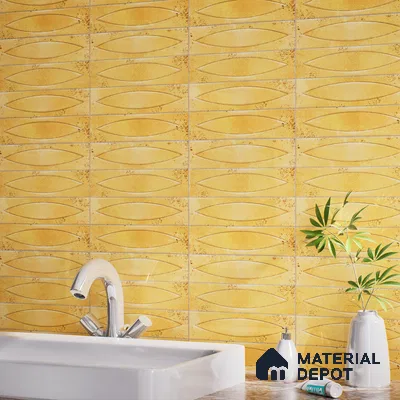 Patterned Wall Tile TL 05749 B Tones Irish Orange 1 ft x 1 ft Ceramic Glossy Finish - 9 mm | Suitable for Living Room, Bedroom, Kitchen, Bathroom | Please Expect a Slight Variation of Pattern