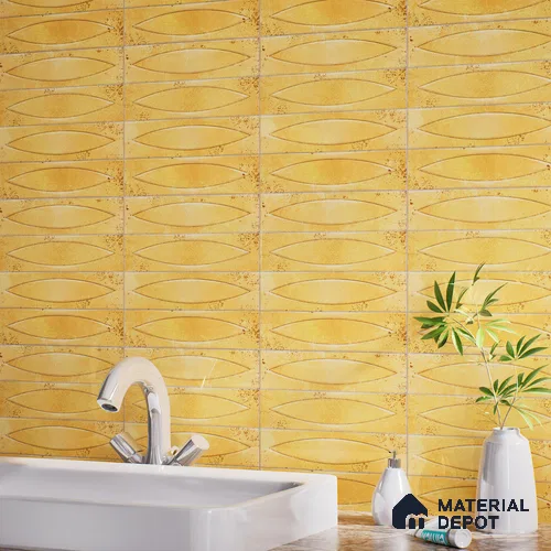 Patterned Wall Tile TL 05749 B Tones Irish Orange 1 ft x 1 ft Ceramic Glossy Finish - 9 mm | Suitable for Living Room, Bedroom, Kitchen, Bathroom | Please Expect a Slight Variation of Pattern