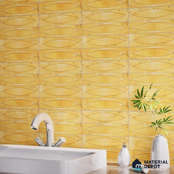 Patterned Wall Tile TL 05749 B Tones Irish Orange 1 ft x 1 ft Ceramic Glossy Finish - 9 mm | Suitable for Living Room, Bedroom, Kitchen, Bathroom | Please Expect a Slight Variation of Pattern