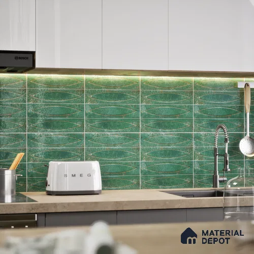 Patterned Wall Tile TL 05749 C Tones Irish Ocre 1 ft x 1 ft Ceramic Glossy Finish - 9 mm | Suitable for Living Room, Bedroom, Kitchen, Bathroom | Please Expect a Slight Variation of Pattern