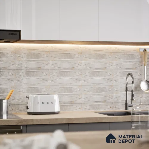 Patterned Wall Tile TL 05749 E Tones Irish Fog 1 ft x 1 ft Ceramic Glossy Finish - 9 mm | Suitable for Living Room, Bedroom, Kitchen, Bathroom | Please Expect a Slight Variation of Pattern