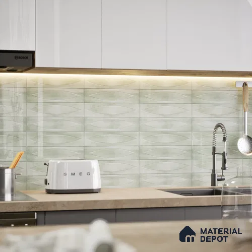 Patterned Wall Tile TL 05749 Tones Irish jade 1 ft x 1 ft Ceramic Glossy Finish - 9 mm | Suitable for Living Room, Bedroom, Kitchen, Bathroom | Please Expect a Slight Variation of Pattern