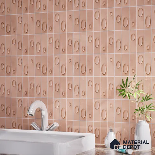 Patterned Wall Tile TL 05750 B Tones Tron Cipria 1 ft x 1 ft Ceramic Glossy Finish - 9 mm | Suitable for Living Room, Bedroom, Kitchen, Bathroom | Please Expect a Slight Variation of Pattern