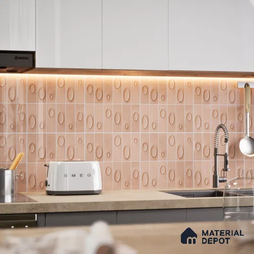 Patterned Wall Tile TL 05750 B Tones Tron Cipria 1 ft x 1 ft Ceramic Glossy Finish - 9 mm | Suitable for Living Room, Bedroom, Kitchen, Bathroom | Please Expect a Slight Variation of Pattern