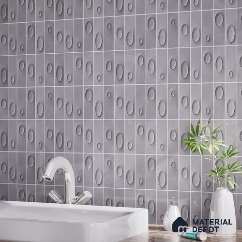 Patterned Wall Tile TL 05750 D Tones Tron Terra 1 ft x 1 ft Ceramic Glossy Finish - 9 mm | Suitable for Living Room, Bedroom, Kitchen, Bathroom | Please Expect a Slight Variation of Pattern