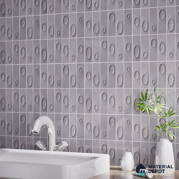 Patterned Wall Tile TL 05750 D Tones Tron Terra 1 ft x 1 ft Ceramic Glossy Finish - 9 mm | Suitable for Living Room, Bedroom, Kitchen, Bathroom | Please Expect a Slight Variation of Pattern