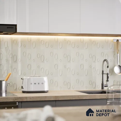 Patterned Wall Tile TL 05750 E Tones Tron Clay 1 ft x 1 ft Ceramic Glossy Finish - 9 mm | Suitable for Living Room, Bedroom, Kitchen, Bathroom | Please Expect a Slight Variation of Pattern
