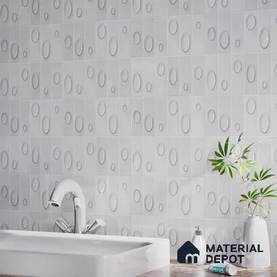 Patterned Wall Tile TL 05750 Tones Tron Titanio 1 ft x 1 ft Ceramic Glossy Finish - 9 mm | Suitable for Living Room, Bedroom, Kitchen, Bathroom | Please Expect a Slight Variation of Pattern