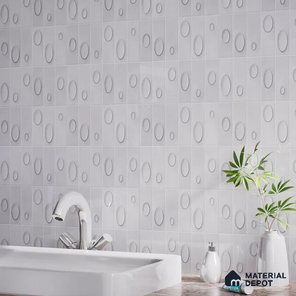 Patterned Wall Tile TL 05750 Tones Tron Titanio 1 ft x 1 ft Ceramic Glossy Finish - 9 mm | Suitable for Living Room, Bedroom, Kitchen, Bathroom | Please Expect a Slight Variation of Pattern