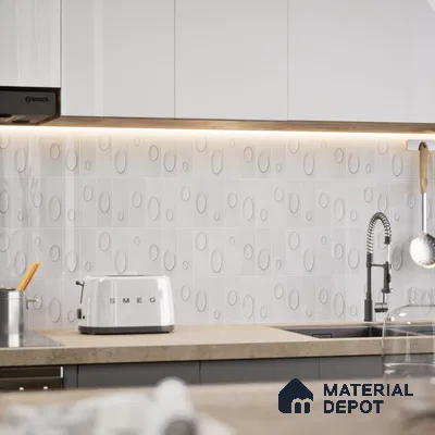 Patterned Wall Tile TL 05750 Tones Tron Titanio 1 ft x 1 ft Ceramic Glossy Finish - 9 mm | Suitable for Living Room, Bedroom, Kitchen, Bathroom | Please Expect a Slight Variation of Pattern