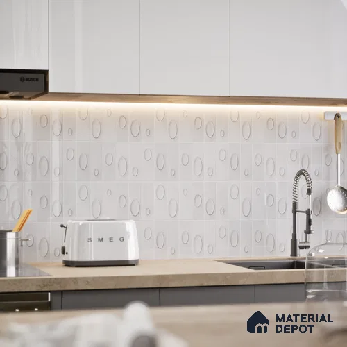 Patterned Wall Tile TL 05750 Tones Tron Titanio 1 ft x 1 ft Ceramic Glossy Finish - 9 mm | Suitable for Living Room, Bedroom, Kitchen, Bathroom | Please Expect a Slight Variation of Pattern