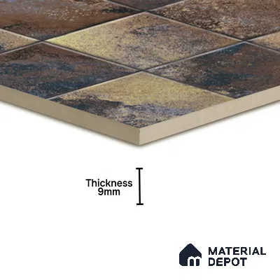 Rustic Wall & Floor Tile TL 05751 C Tones Ruby Coffee 1 ft x 1 ft Ceramic Glossy Finish - 9 mm | Suitable for Living Room, Bedroom, Kitchen, Bathroom