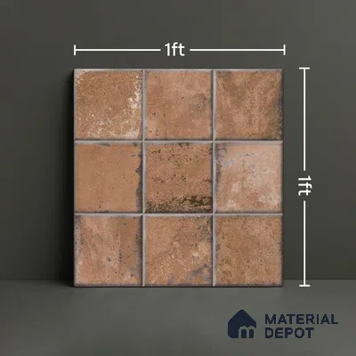 Rustic Wall & Floor Tile TL 05751 D Tones Ruby Birch 1 ft x 1 ft Ceramic Glossy Finish - 9 mm | Suitable for Living Room, Bedroom, Kitchen, Bathroom