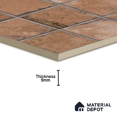 Rustic Wall & Floor Tile TL 05751 D Tones Ruby Birch 1 ft x 1 ft Ceramic Glossy Finish - 9 mm | Suitable for Living Room, Bedroom, Kitchen, Bathroom